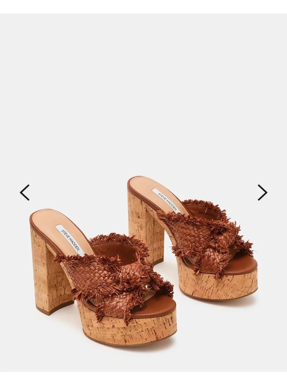 Steve Madden Brown Woven Fringe Platform Mule